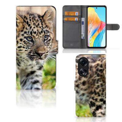 OPPO A98 5G | Telefoonhoesje | Met pasjeshouder | Baby Luipaard