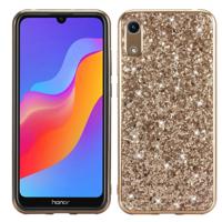 Glitter poeder schokbestendig TPU Case voor Huawei Honor Play 8A (goud)