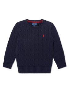 Ralph Lauren Kids pull en maille torsadée à logo brodé - Bleu