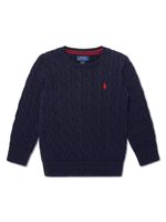 POLO RALPH LAUREN KIDS pull en maille torsadée à logo brodé - Bleu - thumbnail