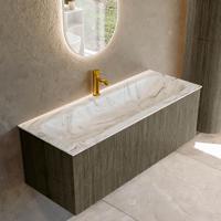 Badmeubel Mondiaz Kurve-Dlux | 120 cm cm | Meubelkleur Shadow | Wastafelkleur Glace | Solid surface | Wasbak midden spoelbak | 1 kraangat