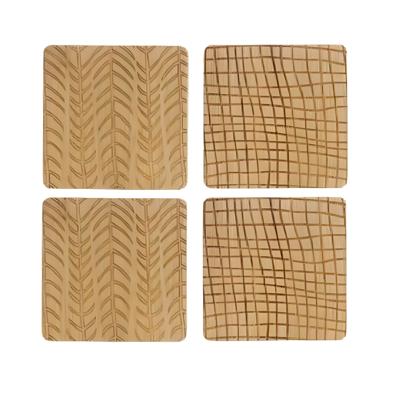 Bamboe houten glasonderzetters / onderzetters vierkant 4 stuks