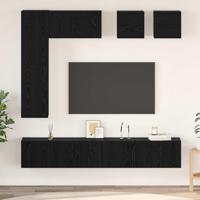 Tv-meubelset met plank Anders met opslag met de deur 8 pcs Zwart eiken Bewerkt hout