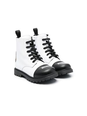Moschino Kids bottines en cuir à patch Teddy - Noir