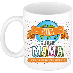 Naam mok mama Emily - wit - de beste - keramiek - 300 ml - Moederdag/verjaardag