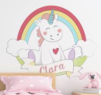 Muurstickers kinderkamer Eenhoorn met regenboog - thumbnail