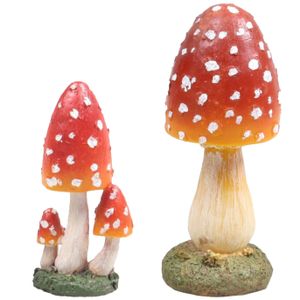 Decoratie paddenstoelen setje met 4x vliegenzwam paddenstoelen - herfst thema