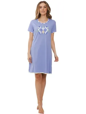 Dames nachthemd - Korte mouw - Purple Graphic