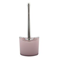 MSV Toiletborstel in houder/wc-borstel Aveiro - PS kunststof/rvs - lichtroze/zilver - 37 x 14 cm   -