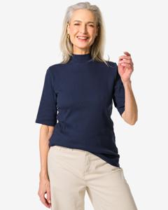 HEMA Dames Top Clara Rib Donkerblauw (donkerblauw)