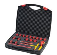 Wiha ratelsleutelset geïsoleerd 3/8" dopsleutel (rood/geel, 20-delig in koffer)