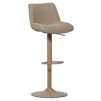 WOOOD Verstelbare Barkruk 'Marten' Geweven stof, kleur Zand (zithoogte 65-88cm)