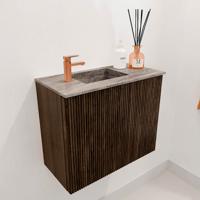 Toiletmeubel Mondiaz Joya Dlux | 50 cm | Meubelkleur Walnut | Faye wastafel Oza Wasbak Links | 1 kraangat