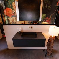 Badkamermeubelset Mondiaz Erin 100 cm met 1 Lade met RIDGE Wastafel Midden Urban Zonder Kraangaten Greeploos Mat Urban