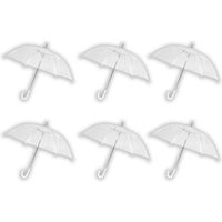 6 stuks Paraplu transparant plastic paraplu's 100 cm - doorzichtige paraplu - trouwparaplu - bruidsparaplu - stijlvol - - thumbnail