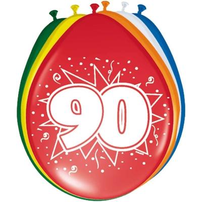 Folat leeftijd ballonnen - 90 jaar thema - 16x stuks - versiering - feestartikelen