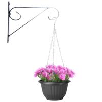 Hangpot + Muurhaak Cuneo - antraciet - D25 cm - kunststof - metaal - tuinaccessoires
