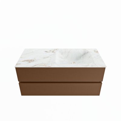 MONDIAZ VICA-DLUX 110cm badmeubel onderkast Rust 2 lades. Inbouw wastafel CLOUD rechts zonder kraangat, kleur Frappe.