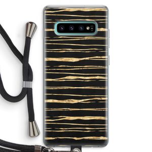 Gouden strepen: Samsung Galaxy S10 Plus Transparant Hoesje met koord