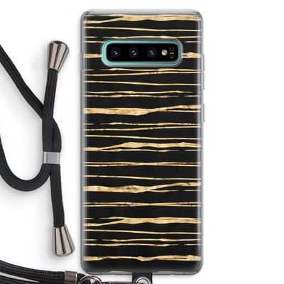 Gouden strepen: Samsung Galaxy S10 Plus Transparant Hoesje met koord