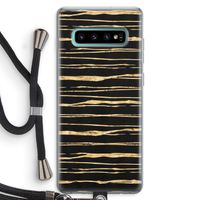 Gouden strepen: Samsung Galaxy S10 Plus Transparant Hoesje met koord Gouden strepen: Samsung Galaxy S10 Plus Transparant Hoesje met koord