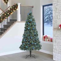 VidaXL Kunstmatige voorverlichte kerstboom met ballenset groen 240 cm