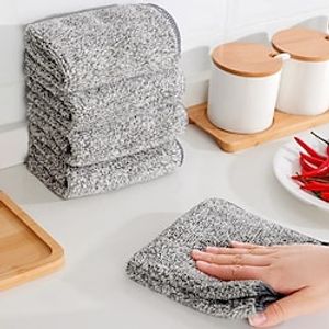 9 Pcs Bamboe Houtskool Vaatdoek Microfiber Keuken Handdoek Verdikte Absorberende Non-stick Olie Veegdoek Huis Schoonmaken Vaatdoek Lightinthebox