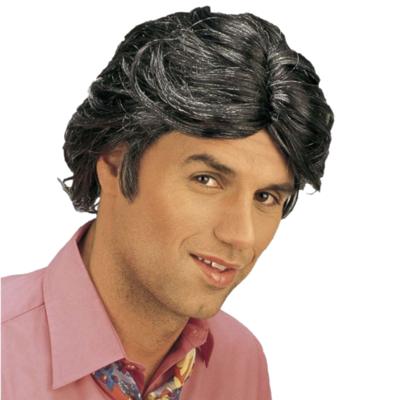 Verkleed pruik voor heren - Gigolo pruik - zwart - kort model