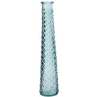 Vaas/bloemenvaas van gerecycled glas - D7 x H32 cm - transparant lichtblauw