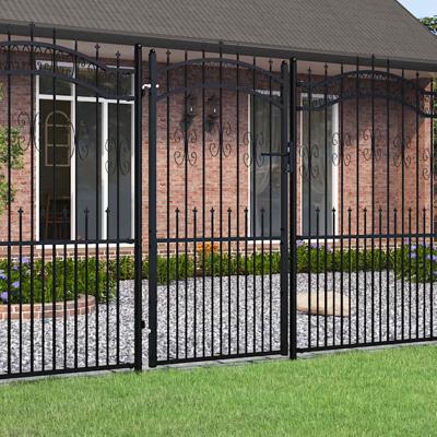 VidaXL Poort met spijlpunten 103x225 cm gepoedercoat staal zwart