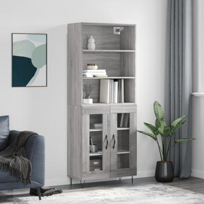 Hoge kast 69,5x34x180 cm bewerkt hout grijs sonoma eikenkleurig