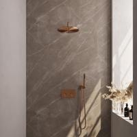 Brauer Copper Edition Thermostatische Regendoucheset Inbouw - Hoofddouche 30 cm - Gebogen Wandarm - Met Drukknoppen - Handdouche Staaf - Doucheslang - Wandaansluitbocht