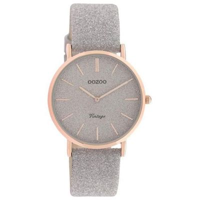OOZOO C20202 Horloge Timepieces staal-leder rosekleurig-taupe 32 mm