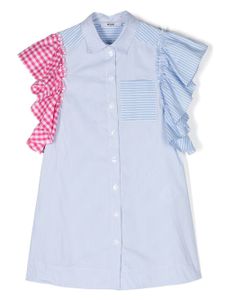 MSGM Kids chemise rayée à carreaux - Blanc