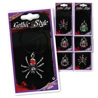 Halloween Zilveren spinnen heksen thema ketting met diamant - Verkleedketting