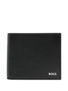 BOSS portefeuille en cuir à design pliant - Noir