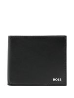 BOSS portefeuille en cuir à design pliant - Noir