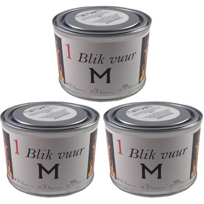 Blik vuur tuinfakkel - 3x - 11 x 7 cm - 4 branduren - verlichting in blik - tuinkaars