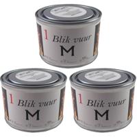 Blik vuur tuinfakkel - 3x - 11 x 7 cm - 4 branduren - verlichting in blik - tuinkaars