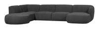 WOOOD Lounge U-Bank 'Polly' Links, Woven, kleur Grijs WOOOD Lounge U-Bank 'Polly' Links, Woven, kleur Grijs