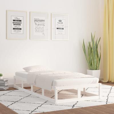 Bedframe massief hout wit 75x190 cm