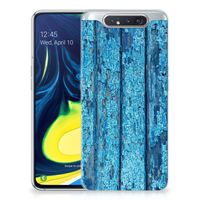 Samsung Galaxy A80 Bumper Hoesje Wood Blue - thumbnail