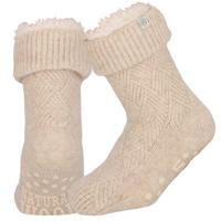 Apollo Huissloffen - dames - schapenwol - slofsokken - creme - fleece gevoerd