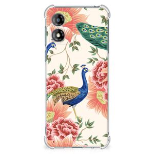 Case Anti-shock voor Motorola Moto E13 Pink Peacock