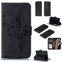 Feather patroon Litchi textuur horizontale Flip lederen draagtas met portemonnee & houder & kaartsleuven voor Xiaomi Redmi K20 (zwart)