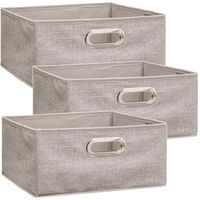 Set van 4x stuks opbergmand/kastmand 14 liter beige linnen 31 x 31 x 15 cm - thumbnail