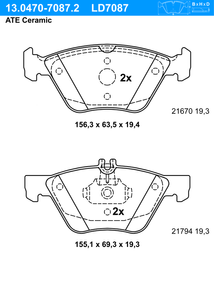 Remblokkenset, schijfrem ATE Ceramic ATE, u.a. für Mercedes-Benz, Chrysler