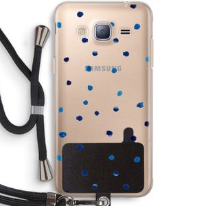 Blauwe stippen: Samsung Galaxy J3 (2016) Transparant Hoesje met koord