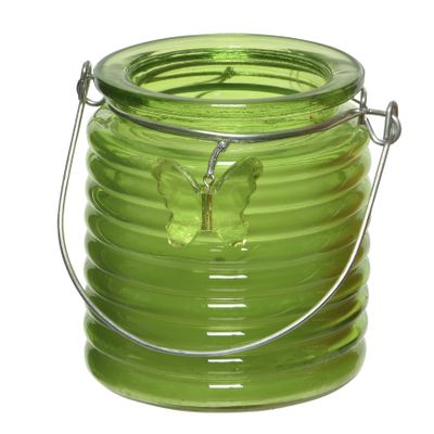 Citronella kaars - in windlicht - groen - 20 branduren - citrusgeur