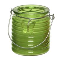 Citronella kaars - in windlicht - groen - 20 branduren - citrusgeur